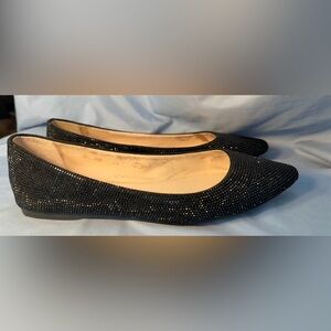Gianni Bini Black Sparkle Pointed Toe Slip-On Flats